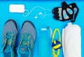 Different tools and accessories for sport. Royalty Free Stock Photo