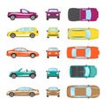 Different transportation car. Sedan car, hatchback, universal car, suv, cabriolet, mini car set. Vehicle collection in