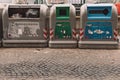 Different trash cans for differentiate sorted garbage to recycling