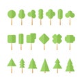Different trees collection. Set of flat tree icons.