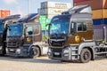 Different trucks from the American multinational package delivery, United Parcel Service Royalty Free Stock Photo