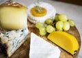 Different type of cheese on the plater Royalty Free Stock Photo