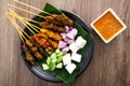 3 different type of Malaysian satay. chicken, beef and mutton satay Royalty Free Stock Photo