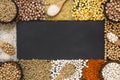 Different type of raw dry legumes composition Royalty Free Stock Photo