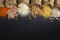 Different type of raw dry legumes composition Royalty Free Stock Photo