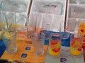 different type stock of crystal water glasses red orange in multiple design