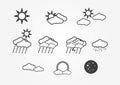 Different type of weathers on white background.