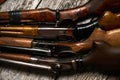 Different types of ancient hunting shotguns