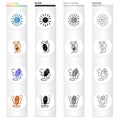 Different types of bacteria and viruses. Funny Viruses set collection icons in cartoon black monochrome outline style Royalty Free Stock Photo