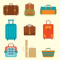 Different types of baggage. Large and small suitcase, hand luggage