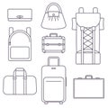 Different types of bags, suitcase, backpack and luggage