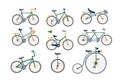 Different types of bicycles set