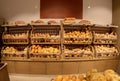 Different types of bread loaves in Italian bakery