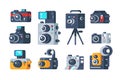 Different types of cameras set Royalty Free Stock Photo