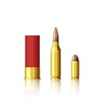 Different types of cartridges. Realistic bullet and cartridge. Vector illustration isolated on white