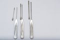 Different types of catheter trocars on grey surface Royalty Free Stock Photo