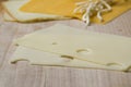 Different types of cheese on a wooden plank Royalty Free Stock Photo