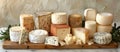 Assorted Cheese Varieties on Wooden Board Royalty Free Stock Photo