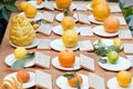 Different types of citrus fruits at fair, Milan