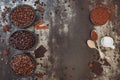 Different types of coffee and spices Royalty Free Stock Photo