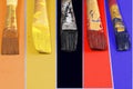 Different types of Colour paint brushes in the colour background