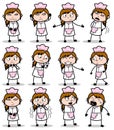 Different Types Comic Waitress - Set of Concepts Vector illustrations