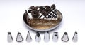 Different types of cream cake nozzels for making cake Royalty Free Stock Photo