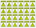 Different types of danger. Danger warning signs. Triangular yellow signs Royalty Free Stock Photo