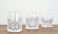 Elegant empty crystal glasses on the table