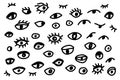 Different types of eyes hand drawn vector illustration set in cartoon style Royalty Free Stock Photo