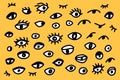 Different types of eyes hand drawn vector illustration set in cartoon style Royalty Free Stock Photo