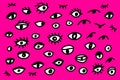 Different types of eyes hand drawn vector illustration set in cartoon style Royalty Free Stock Photo