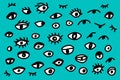 Different types of eyes hand drawn vector illustration set in cartoon style Royalty Free Stock Photo