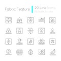 Different types of fabric feature linear icons set Royalty Free Stock Photo