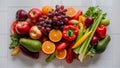 Different types of fruits and vegetables individually isolated on a white backdrop Royalty Free Stock Photo