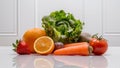 Different types of fruits and vegetables individually isolated on a white backdrop Royalty Free Stock Photo