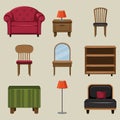 Different types of furnitures Royalty Free Stock Photo