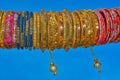 Different Types Of Gold, Glass & Metal Bangles. Indian Traditional Ornaments For Married Female. Image - 11