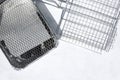 Different types of grill grate on the wgite surface, empty space Royalty Free Stock Photo
