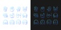 Different types of headphones gradient icons set for dark and light mode Royalty Free Stock Photo