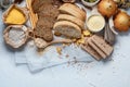 Different types of high carbohydrate food Royalty Free Stock Photo