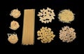 Different types of Italian uncooked pasta Royalty Free Stock Photo