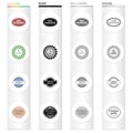 Different types of labels, bio product, medium and premium quality. Label set collection icons in cartoon black Royalty Free Stock Photo