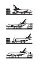 Different types of loading cargo airplane