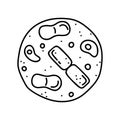 Different types of microorganisms. Contour doodle bacteria icon. Cartoon illustration for medicine, biology, laboratory on white