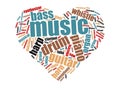 Heart shape musical instruments word cloud