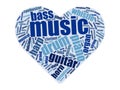 Heart shape musical instruments word cloud