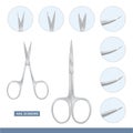 Different Types of Nail Scissors. Manicure and Pedicure Care Tools. Vector
