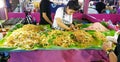 Different types of national noodles cooked as the national food of Thailand