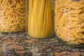 Different types of noodles in glass jars - marble